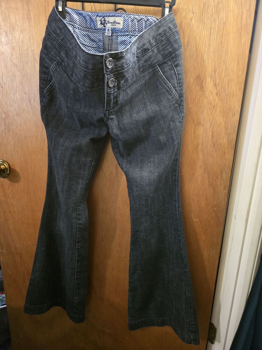 Boom Boom Jeans Women's Dark Gray Flare Wide-Leg Jeans